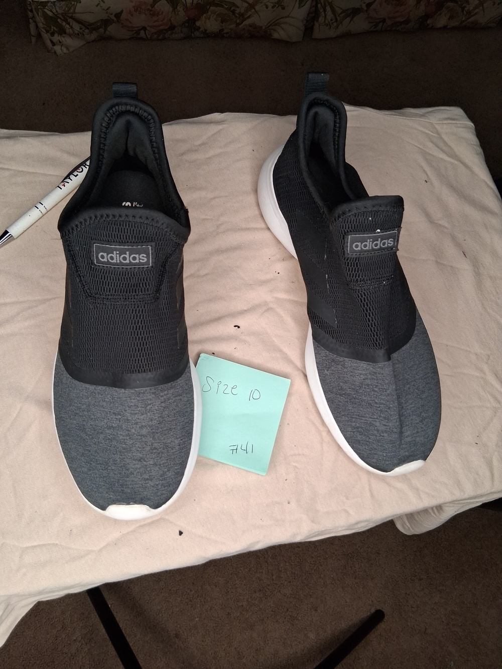Adidas Slip-On Athletic Sneakers in Black & Gray